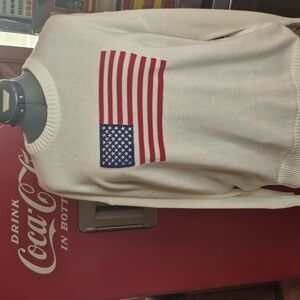Arden B Cream Sweater with American Flag Design